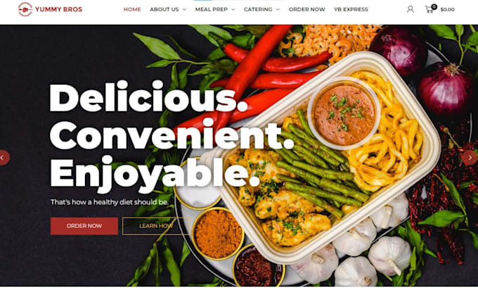 design meal prep shopify store food delivery, catering store meal prep website