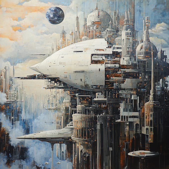 Make a concept art of science fiction city game art by Cienlarona | Fiverr