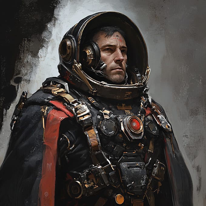 do a sci fi art, fantasy sci fi character art