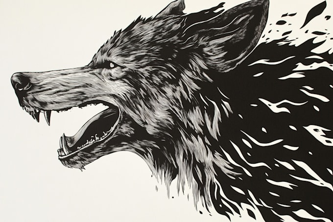 create linocut or fantasy animal portraits