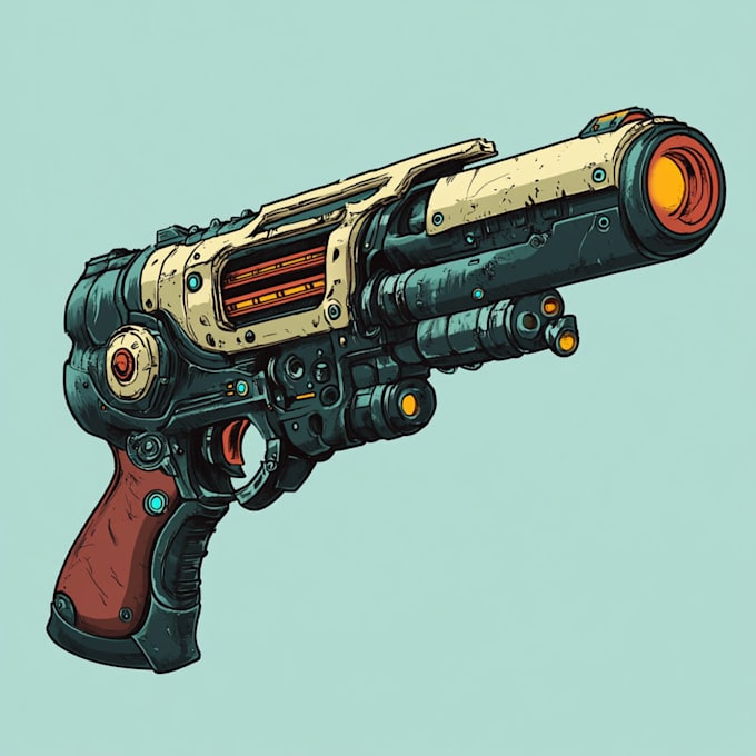 do a 3d weapon illustration for gaming