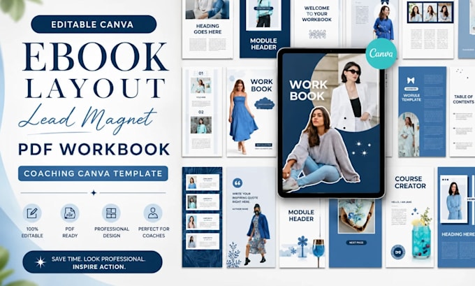 do editable canva ebook layout lead magnet PDF workbook, coaching canva template