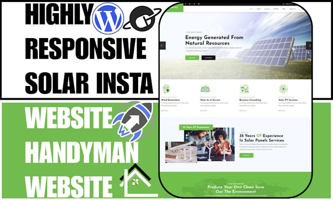 solar install website, solar panel, roofing, handyman construction solar website