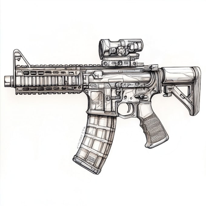 create a 3d weapon illustration