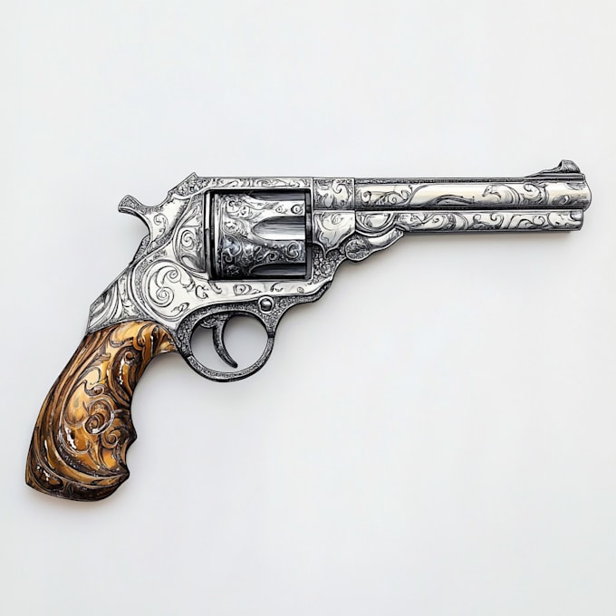 draw a 3d weapon illustration for gaming