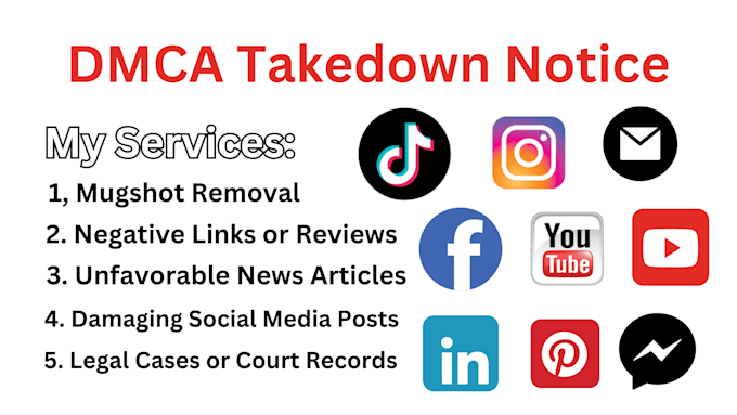 do remove link takedown mugshots bbb google fb tiktok ig youtube under dmca page
