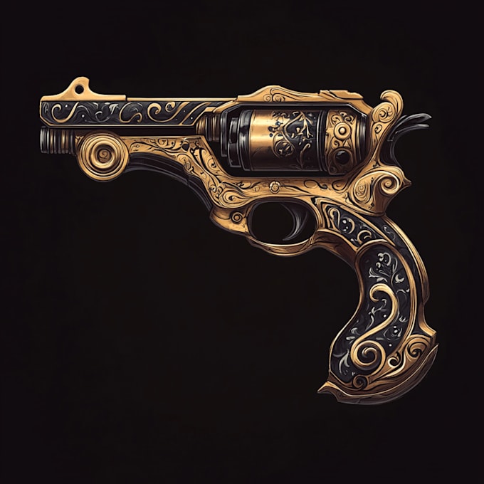 do a 3d weapon illustration for gaming