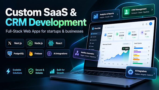 build custom saas crm and full stack web apps with nextjs and nodejs