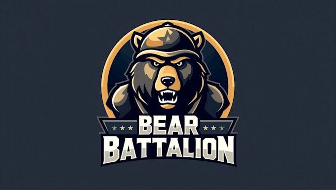 design high quality bear battalion mascot logo with express delivery