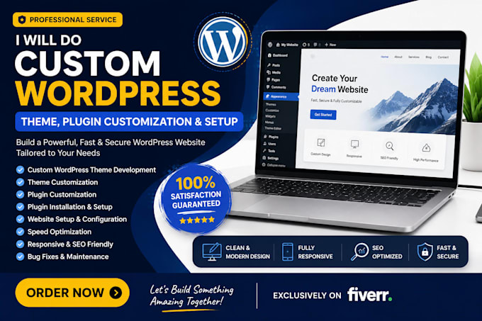 do custom wordpress theme, plugin customization and setup