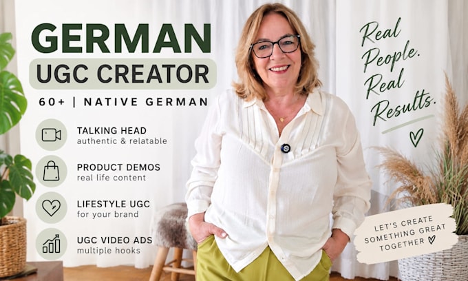 create german ugc videos as a mature female creator
