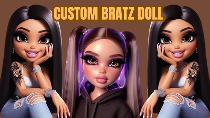 draw custom bratz doll cartoon character barbie doll for you
