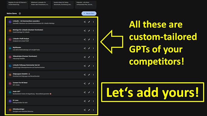 create quickly custom prompt for gpt on chatgpt, gemini