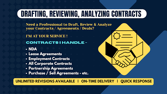draft, review your contracts or do due diligence on it