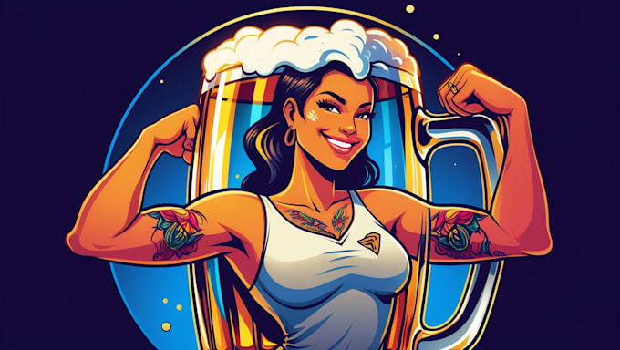 create awesome woman in beer glass logo for your company