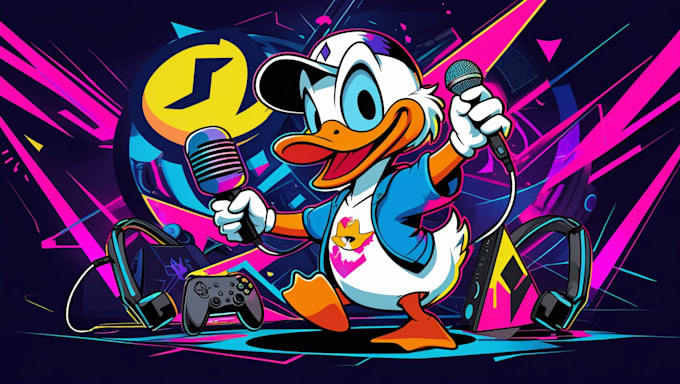 make amazing duck rock singer logo with unlimited revisions