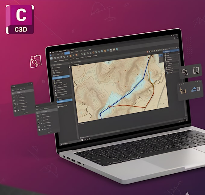 create terrain surface and longitudinal profils in civil 3d