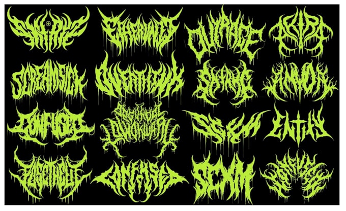 create death metal logo with texture and chrome effect
