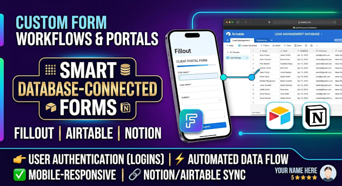 build database connected forms using fillout, airtable, and notion