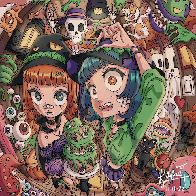 draw illustration in cartoon style