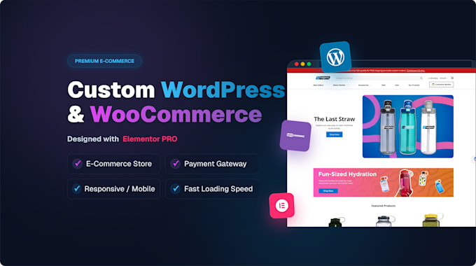 create custom wordpress website with woocommerce and elementor pro