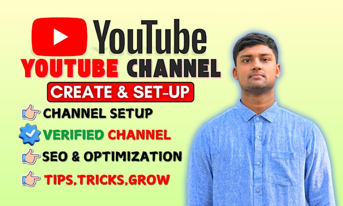 do youtube channel create and setup and logo, banner