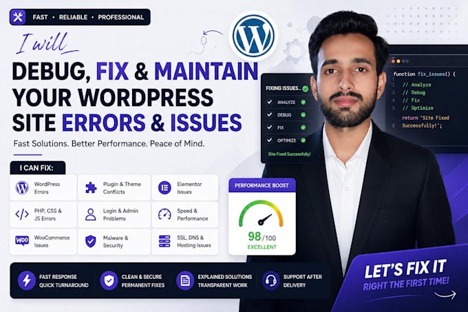 debug, fix, and maintain your wordpress site errors and issues