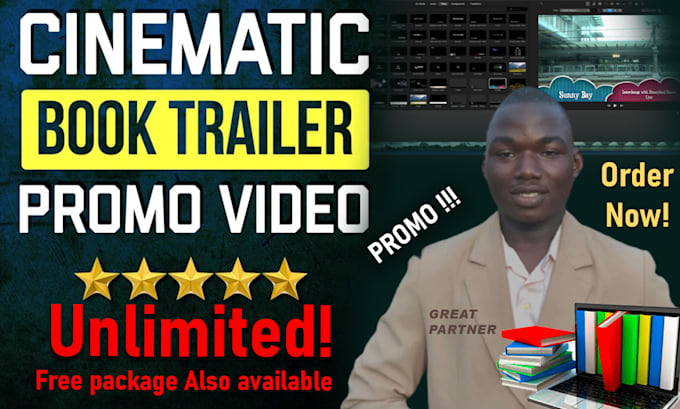 create a professional book trailer video for amazon or social media