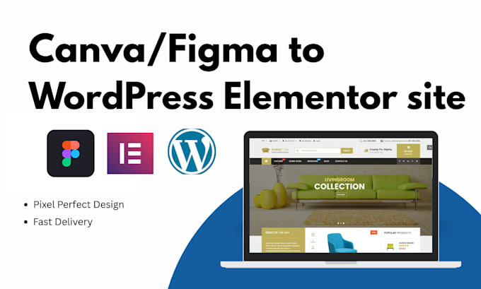 convert clone figma canva to a responsive wordpress elementor site