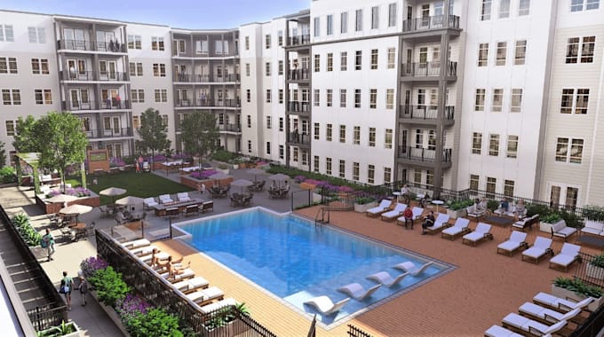 Photo inspiration: Design 3D 5 Star Hotel Render Apartment Complex Courtyard Outdoor Photo Inspiration
