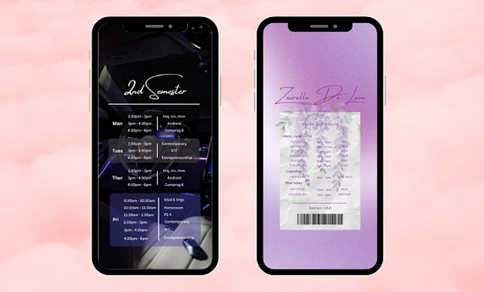 design aesthetic class schedule wallpapers for students