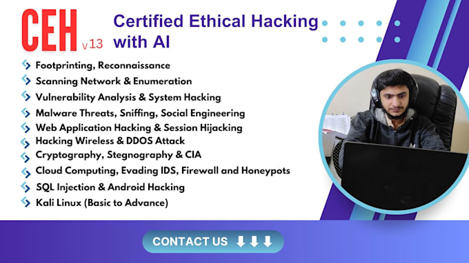 train you in cyber security ceh,chfi using kali and windows