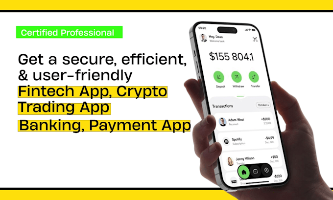 custom crypto wallet app, banking, payment ai ml fintech app developer
