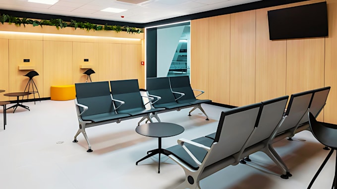 do 3d cgi waiting room, clinic waiting room, office waiting room layout