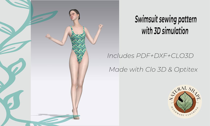 create a swimsuit sewing pattern with 3d simulation