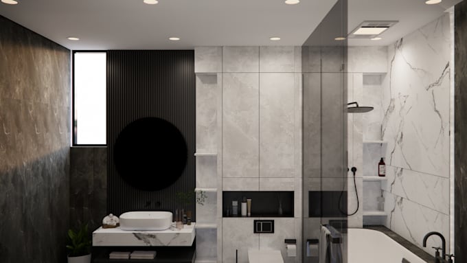 do modern bathroom design with 2d and 3d layouts