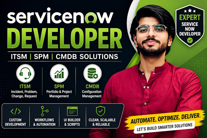 be your servicenow developer for itsm, cmdb, and spm solutions