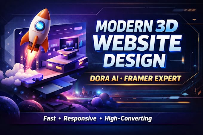 design a modern 3d website or landing page using dora ai or framer