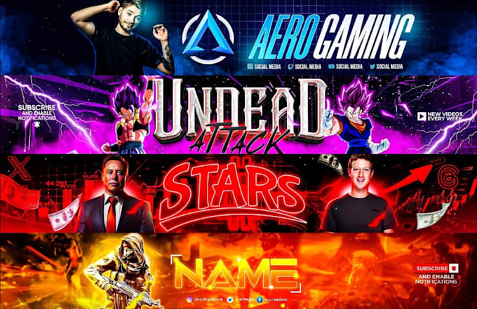 design banner and header twitter, youtube, discord, twitch