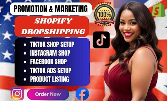 create USA tiktok shop, USA instagram shop, setup tiktok shopify marketing