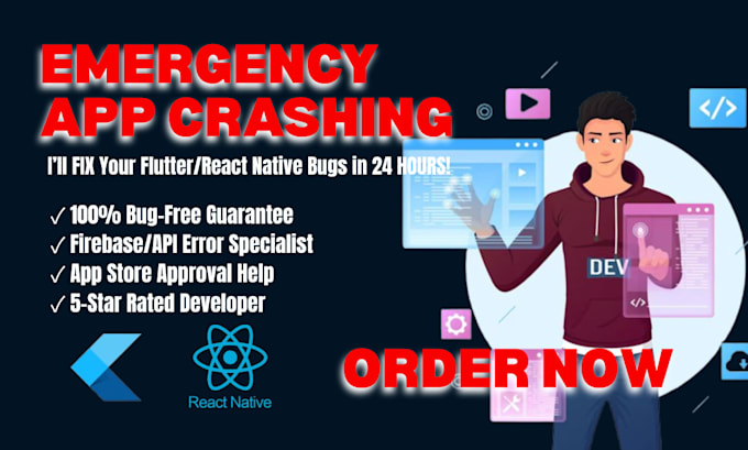 fix flutter and react native app bugs fast crashing lagging firebase error