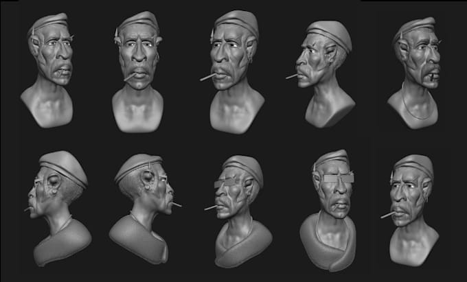 Realistic 3d head model in zbrush face sculpt bust modeling stl file 3d ...