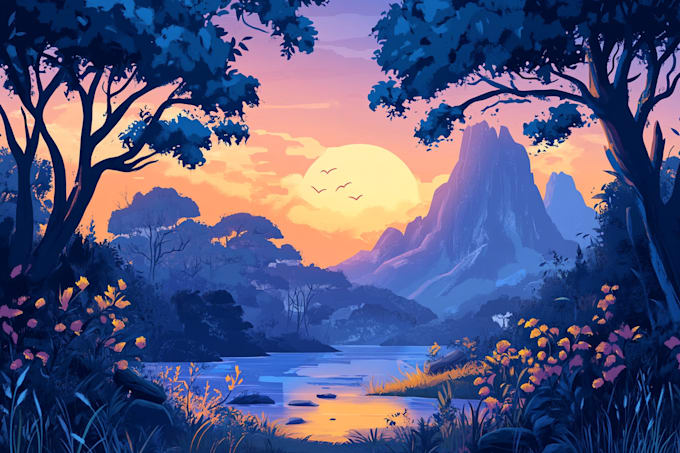 make a landscape illustrations and scenery