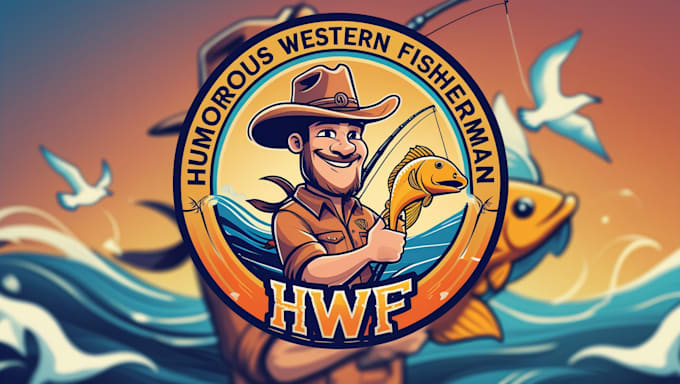 create humorous western fisherman logo free source file