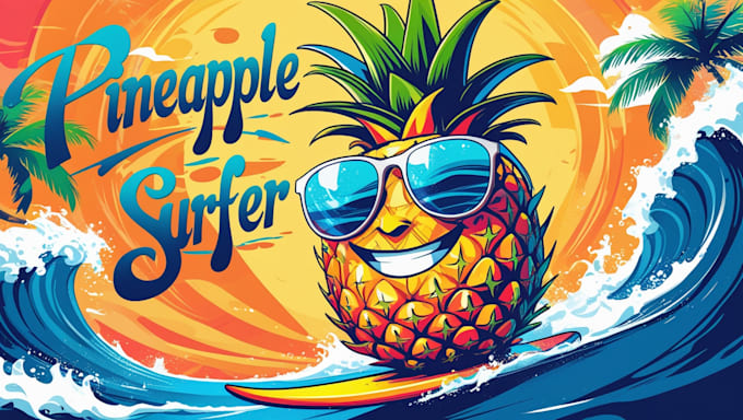 do awesome pineapple surfer logo with free vector file