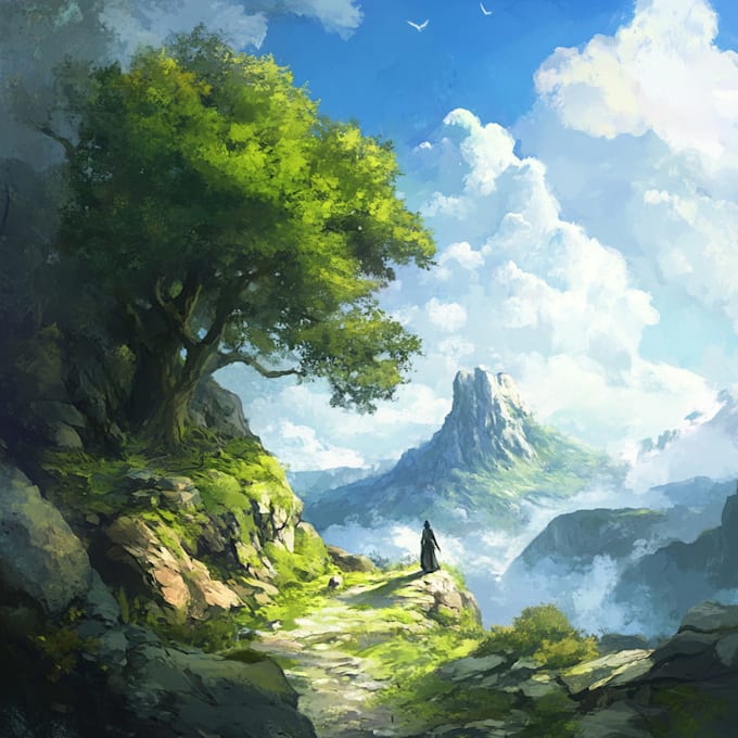 draw amazing environment concept art and fantasy landscape