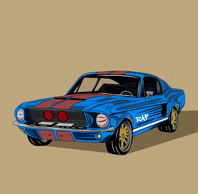 custom retro car illustration