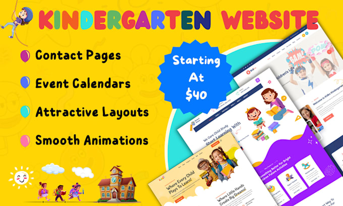 build kindergarten website, preschool, daycare or childcare website