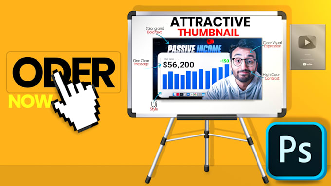 design eye catching, custom youtube thumbnail for you