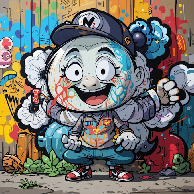 draw cool cartoon character, graffiti character